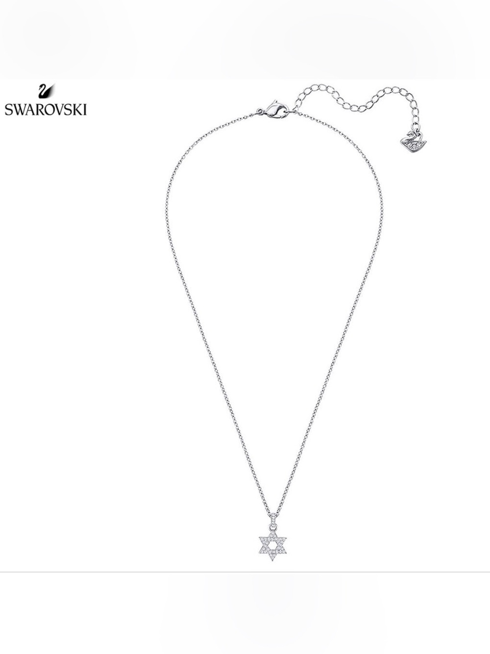 Swarovski Silver Star of David Crystal Pendant Necklace